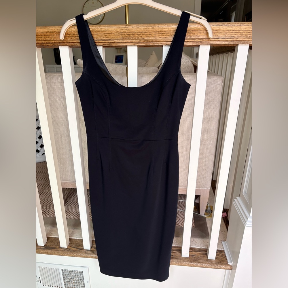 French Connection Black Sheath Cocktail Dress Scoop Neck Sleeveless